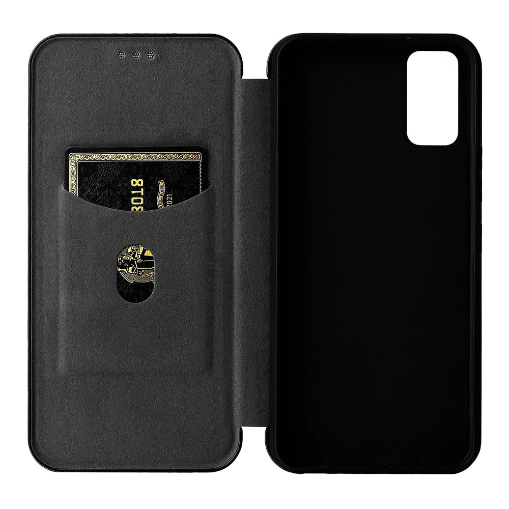 Carbon Fiber Texture Magnetic Auto Closing PU Leather Phone Case Cover with Stand and Card Slot for vivo Y3s (2021) - Black - 7
