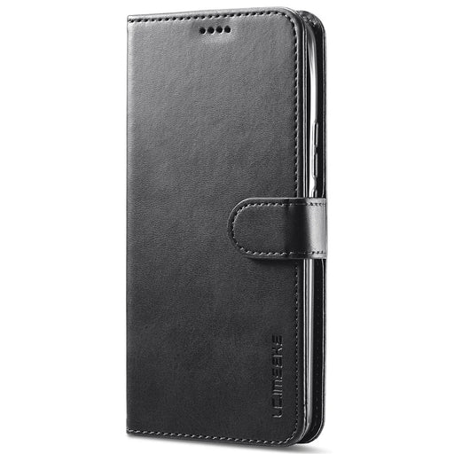 LC.IMEEKE PU Leather Flip Folio Stand Case Shockproof Wallet Phone Case Cover for Realme 8i/Narzo 50 4G - Black - 2