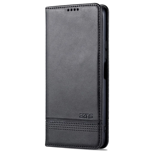 AZNS Magnetic Absorption PU Leather Flip Cover Stand Protective Wallet Phone Case for vivo Y15s / Y15a - Black - 2