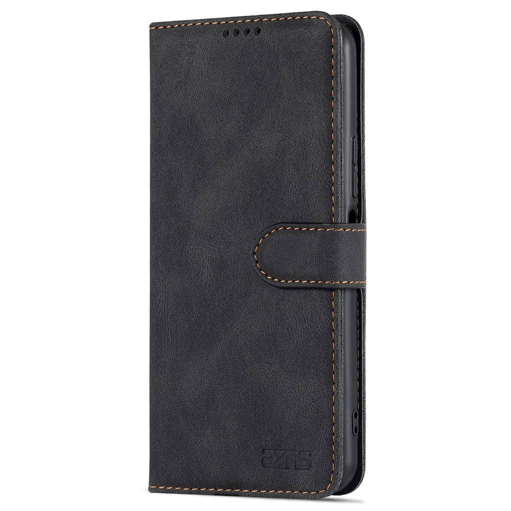 AZNS Phone Cover Drop-proof Magnetic Closure PU Leather Flip Wallet Stand Well-protected Phone Shell for vivo Y21/Y21s/Y33s - Black - 2
