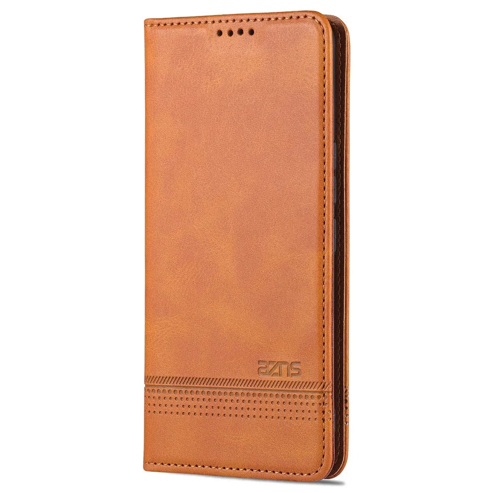 AZNS Magnetic Auto-absorbed Full Protection Cover PU Leather Stand Wallet Phone Case for vivo Y71t 5G/V21e 5G - Brown - 2
