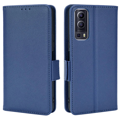 For vivo Y72 5G (Global Version) / Y52 5G / Y53s 5G / iQOO Z3 5G / T1x / iQOO Z5x Magnetic Wallet Case Litchi Texture PU Leather Stand Shockproof Cover - Dark Blue - 1