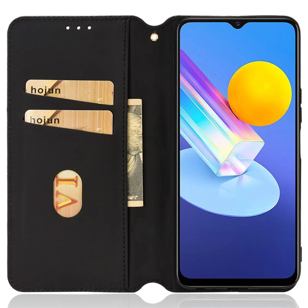 For vivo Y72 5G (Global)/Y52 5G/Y53s 5G/iQOO Z3 5G/T1X/iQOO Z5x 3D Rhombus Imprinted Phone Cover Wallet Stand Folio Flip Leather Case - Blue - 5