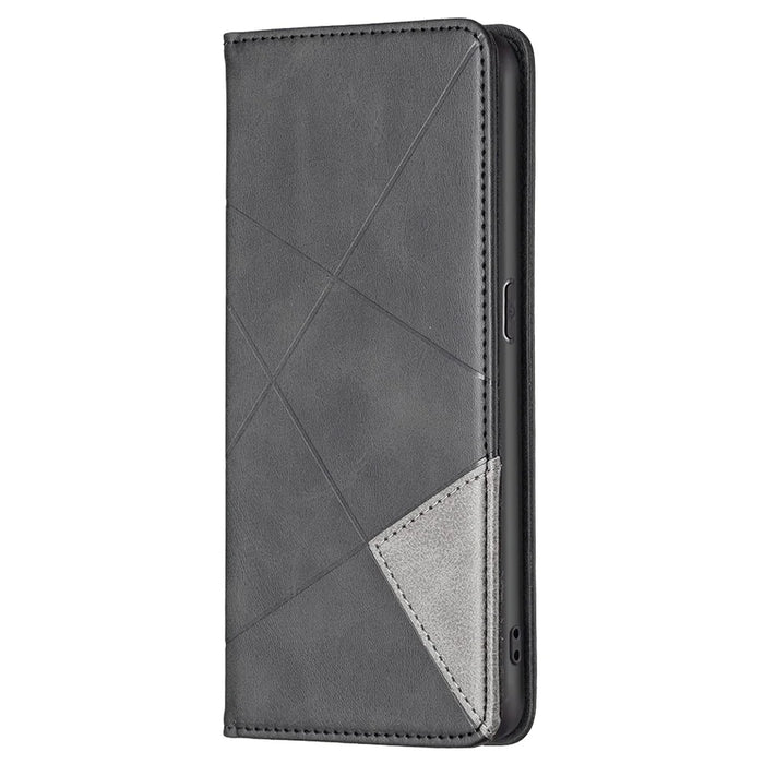 For Realme 9 Pro+ Imprinting Pattern Splicing Design Cover with Card Slots PU Leather + TPU Stand Cell Phone Shell - Black - 2