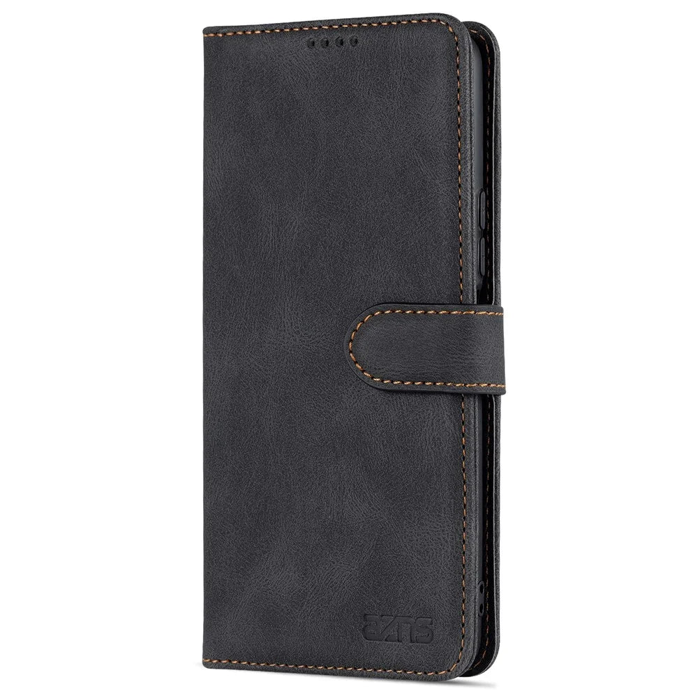 AZNS Phone Case for vivo Y76s/Y74s, PU Leather Wallet Folding Stand Magnetic Scratch-proof Flip Cover - Black - 2