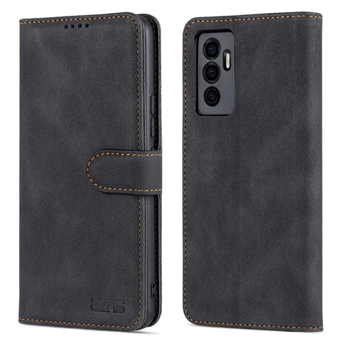 AZNS for vivo S10e 5G/V23e 4G/5G Phone Case, Folio Stand Wallet Magnetic PU Leather Protect Folio Cover - Black - 1