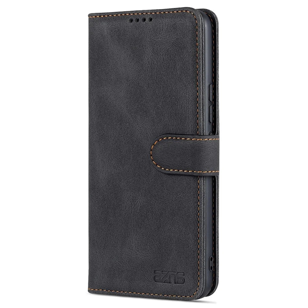 AZNS for vivo S10e 5G/V23e 4G/5G Phone Case, Folio Stand Wallet Magnetic PU Leather Protect Folio Cover - Black - 2