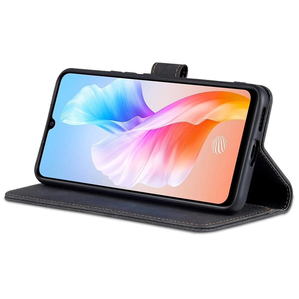 AZNS for vivo S10e 5G/V23e 4G/5G Phone Case, Folio Stand Wallet Magnetic PU Leather Protect Folio Cover - Black - 5