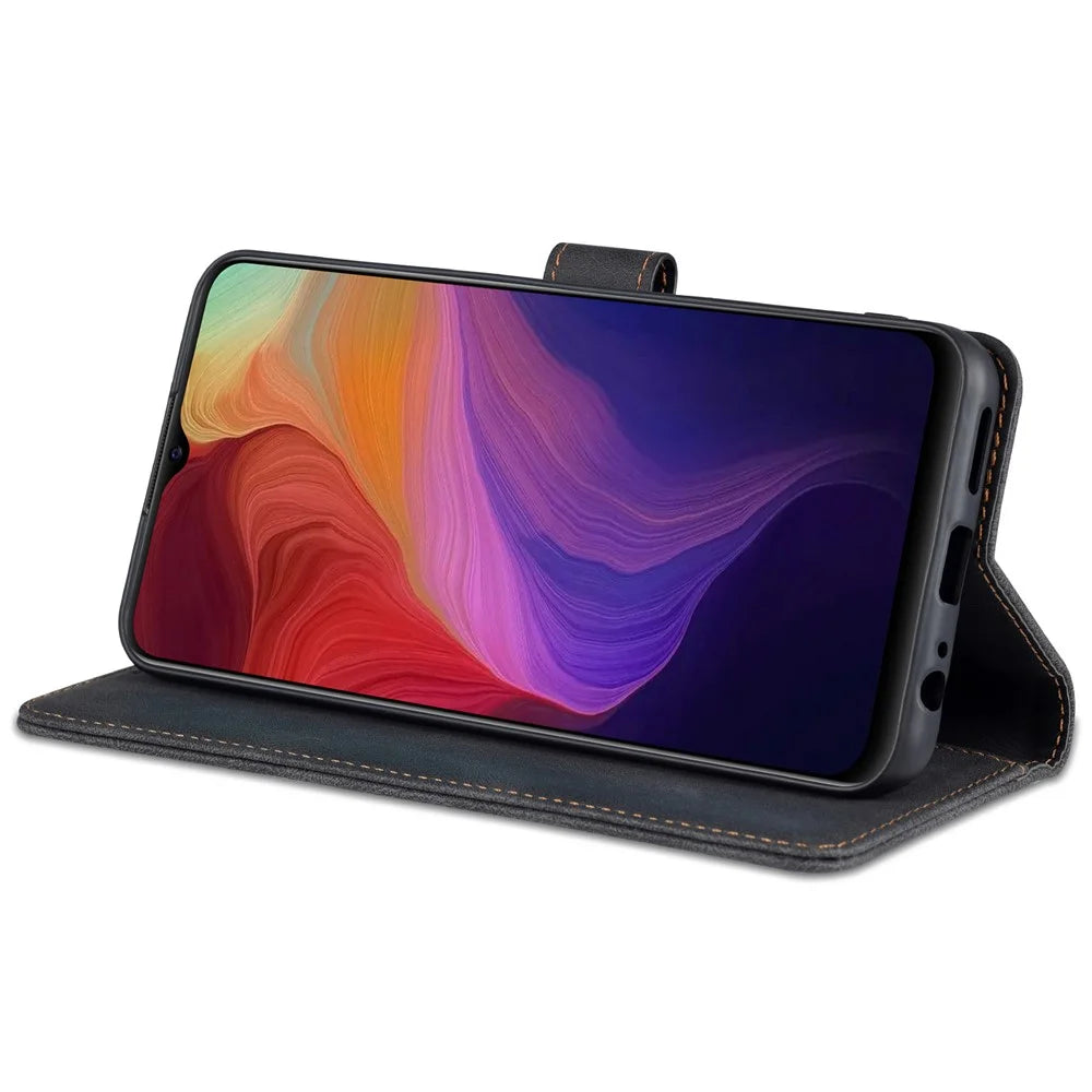 AZNS PU Leather Cover for vivo Y15a/Y15s, Shockproof Anti-scratch Wallet Stand TPU Interior Shell Case - Black - 5