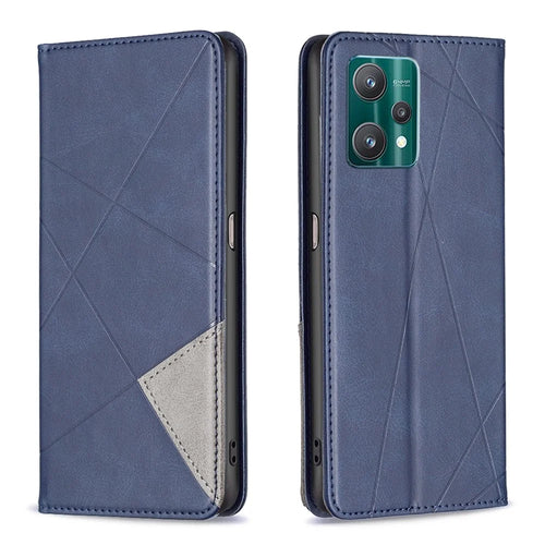For Realme 9 Pro 5G / 9 5G / V25 Leather Case with Card Holder Imprinting Pattern Phone Stand Cover - Blue - 1