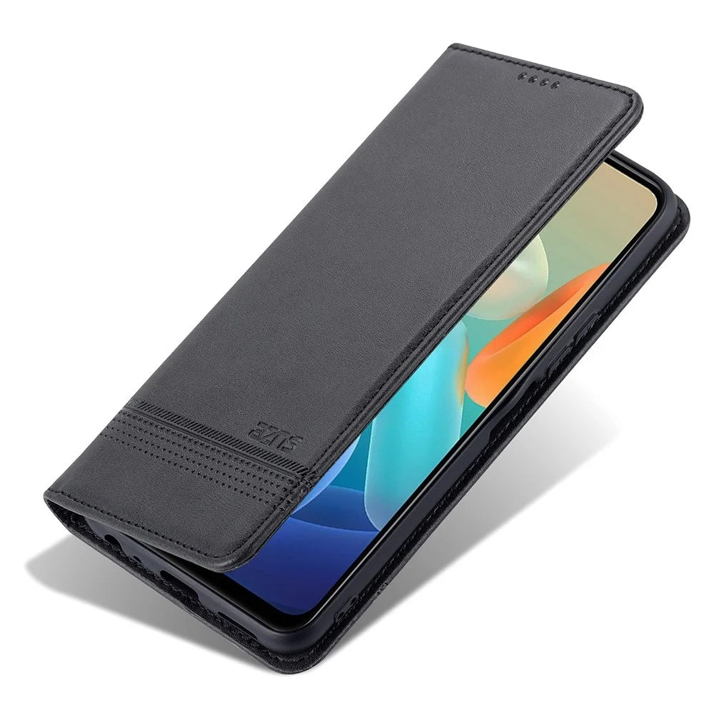 AZNS For vivo Y33s 5G/Y75 5G Magnetic Auto-absorbed PU Leather Wallet Foldable Stand Case Phone Cover - Black - 5
