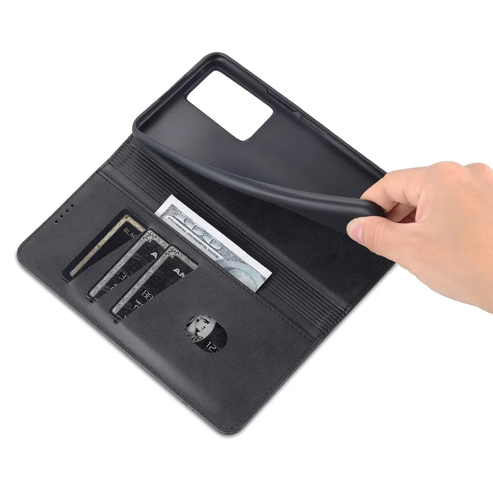 AZNS For vivo Y33s 5G/Y75 5G Magnetic Auto-absorbed PU Leather Wallet Foldable Stand Case Phone Cover - Black - 6