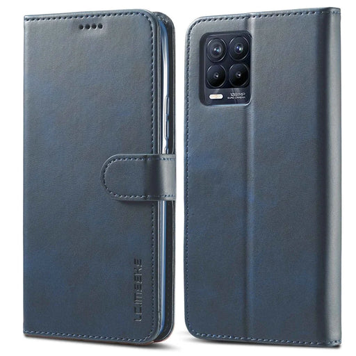 LC.IMEEKE For Realme 8 5G/9 5G/9 Pro 5G/V13 5G/Q3 5G/Q3i 5G PU Leather Flip Wallet Case Stand Shockproof TPU Inner Shell Phone Cover - Blue - 1