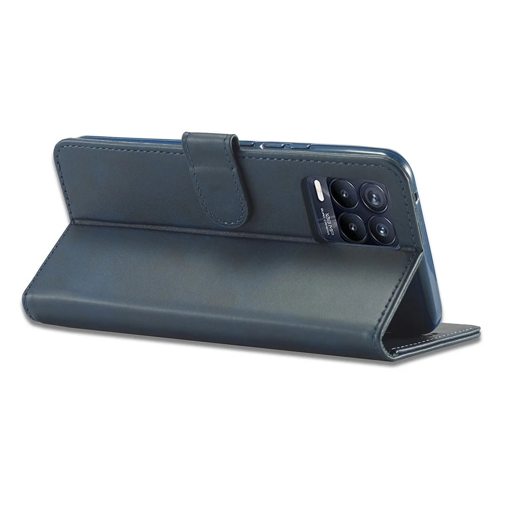 LC.IMEEKE For Realme 8 5G/9 5G/9 Pro 5G/V13 5G/Q3 5G/Q3i 5G PU Leather Flip Wallet Case Stand Shockproof TPU Inner Shell Phone Cover - Blue - 5