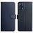 For Realme 9 Pro+ 5G/9 4G Anti-fall Shockproof Nappa Texture Wallet Case Genuine Leather Mobile Phone Protector with Stand - Blue - 1