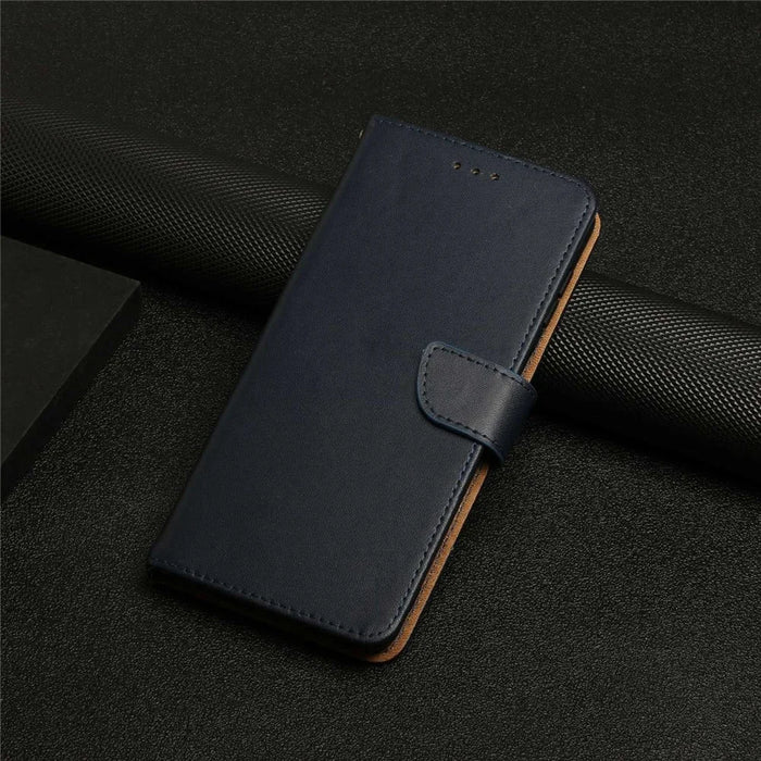 For Realme 9 Pro+ 5G/9 4G Anti-fall Shockproof Nappa Texture Wallet Case Genuine Leather Mobile Phone Protector with Stand - Blue - 7