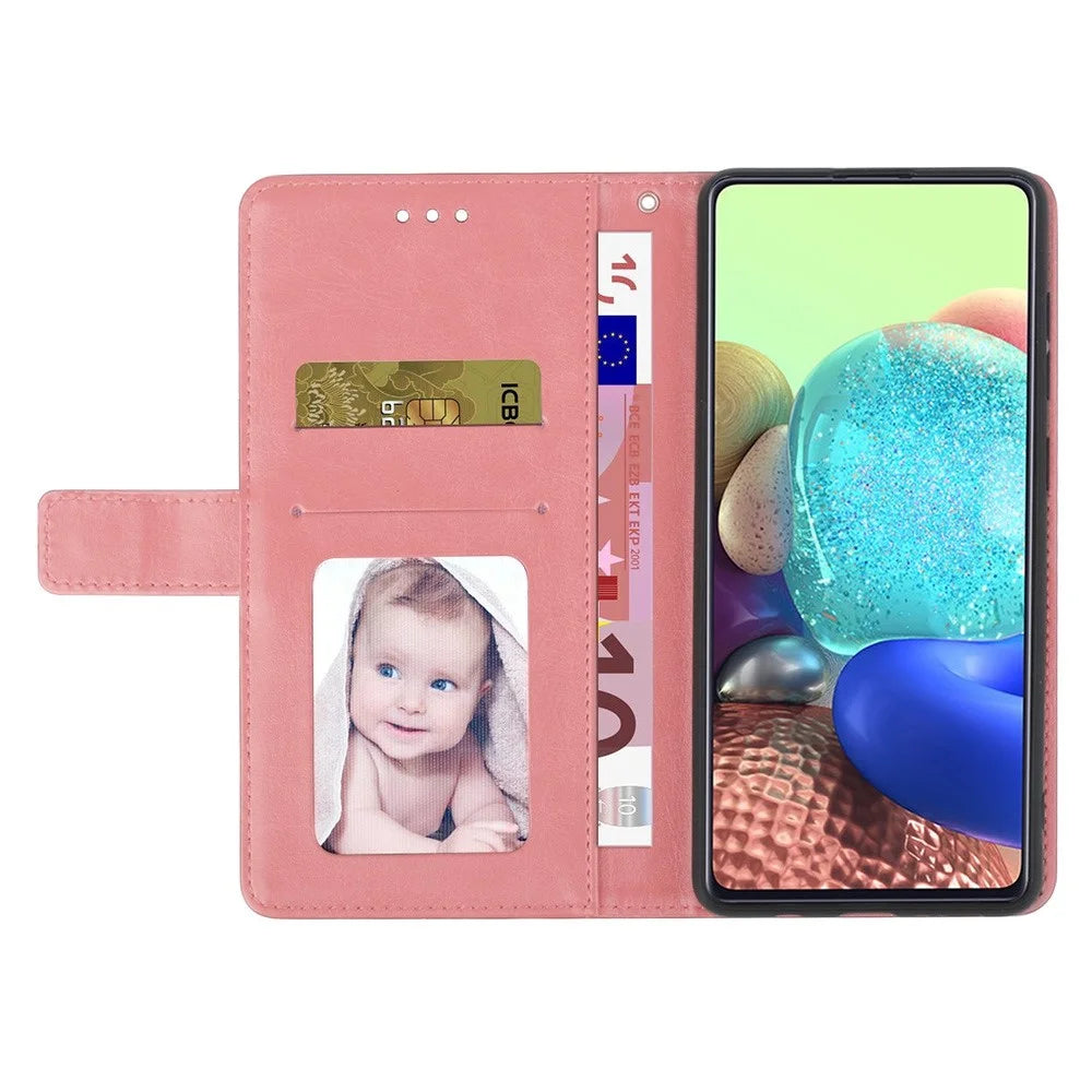 HT01 For Realme 9i/Oppo A36 4G/A76 4G/A96 4G/K10 4G Y-Shaped Lines Imprinted Phone Case PU Leather Wallet Stand Protective Cover - Pink - 2