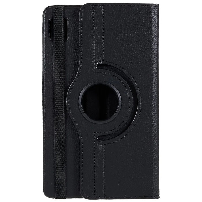 For Realme Pad Mini Wear-resistant Solid Color Leather Tablet Case 360-degree Rotating Protective Cover with Stand Support Horizontal/Vertical View - Black - 4