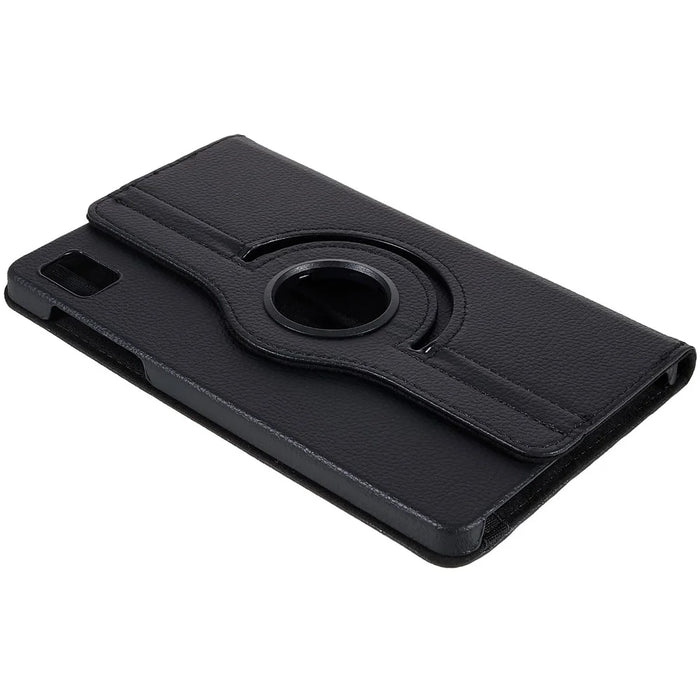 For Realme Pad Mini Wear-resistant Solid Color Leather Tablet Case 360-degree Rotating Protective Cover with Stand Support Horizontal/Vertical View - Black - 6