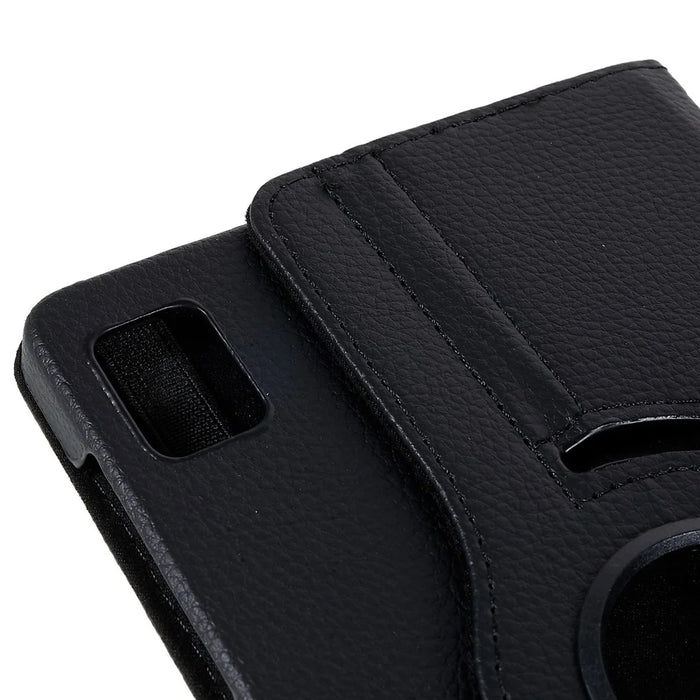 For Realme Pad Mini Wear-resistant Solid Color Leather Tablet Case 360-degree Rotating Protective Cover with Stand Support Horizontal/Vertical View - Black - 7