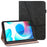 Card Holder Stand Tablet Case for Realme Pad Mini, Line Imprinted Shockproof PU Leather Elastic Band Protective Cover - Black - 1