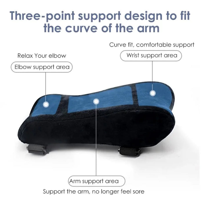 Ergonomic Memory Foam Armrest Pad Home Office Seat Armrest Pillow for Wheelchair - Crystal Velvet+Black - 3