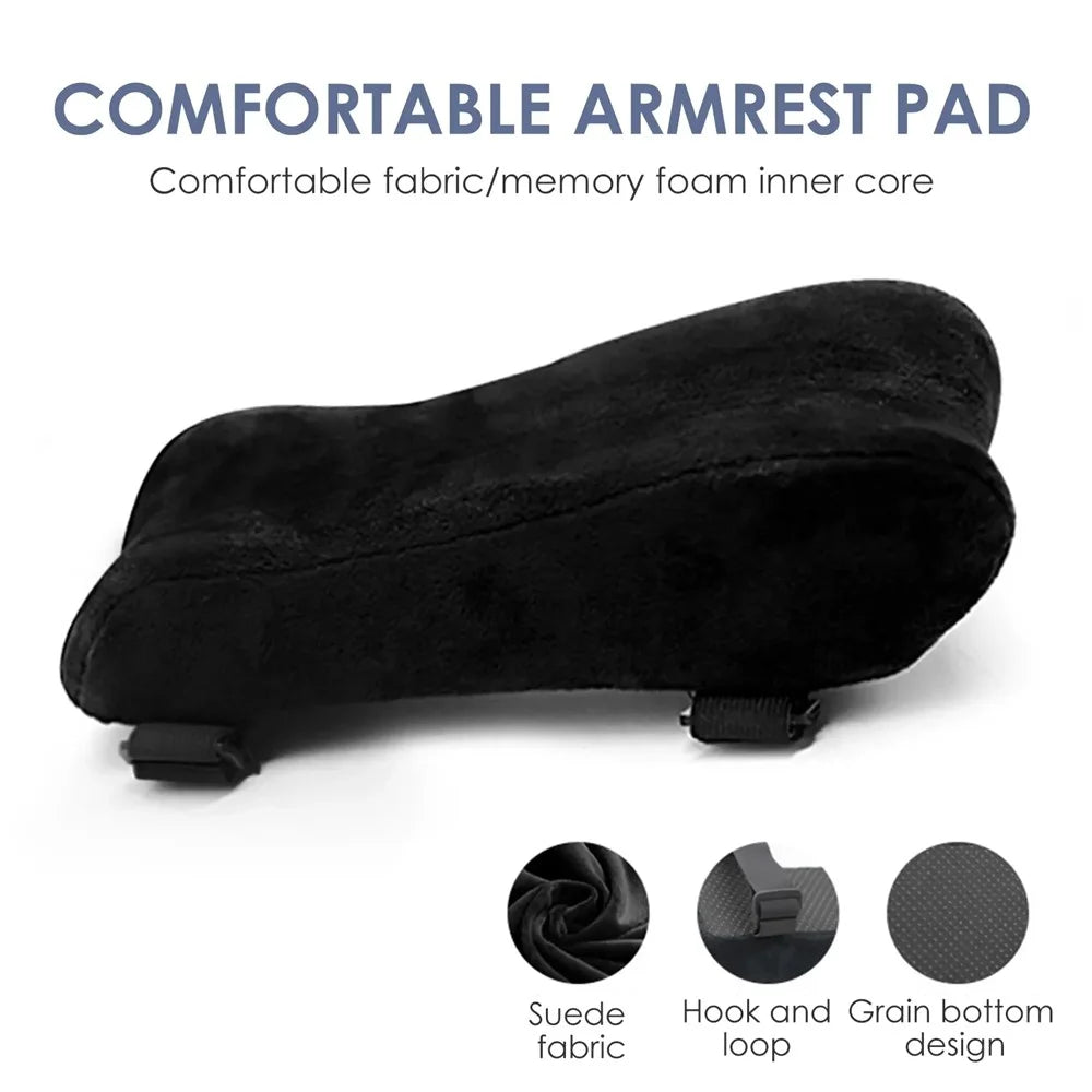 Ergonomic Memory Foam Armrest Pad Home Office Seat Armrest Pillow for Wheelchair - Crystal Velvet+Black - 7