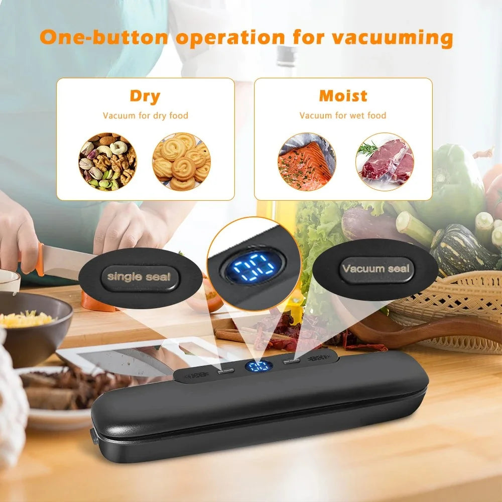 Household Vacuum Sealer Snack Packaging Fresh Keeping Sealing Machine, with 10 Vacuum Bags - Black / EU Plug - 3