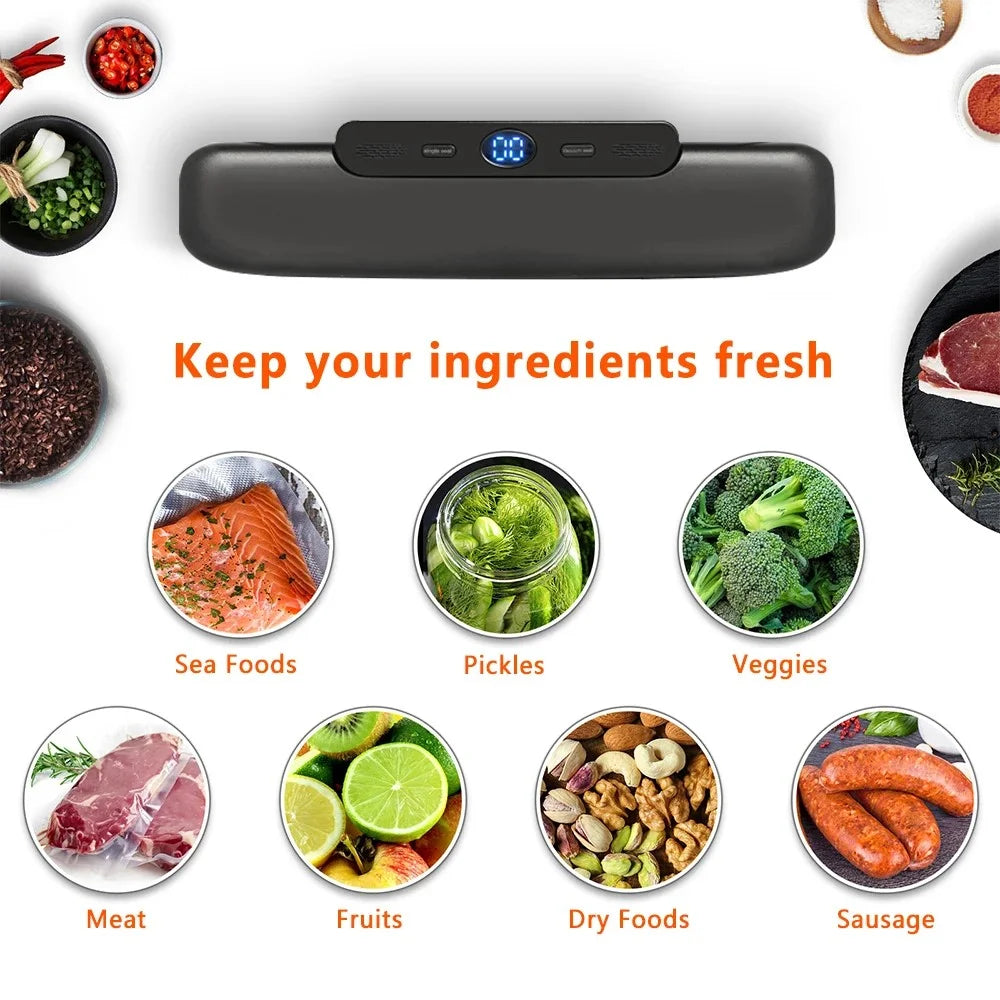 Household Vacuum Sealer Snack Packaging Fresh Keeping Sealing Machine, with 10 Vacuum Bags - Black / EU Plug - 6