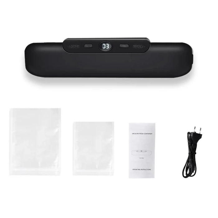 Snack Packaging Household Vacuum Sealer Fresh Keeping Sealing Machine, with 10 Vacuum Bags - Black / UK Plug - 1