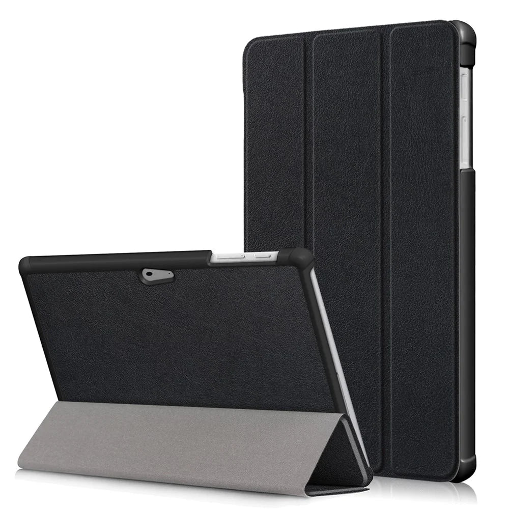 Tri-fold Stand Flip Leather Protective Case for Microsoft Surface Go - Black - 1