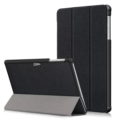 Tri-fold Stand Flip Leather Protective Case for Microsoft Surface Go - Black - 1