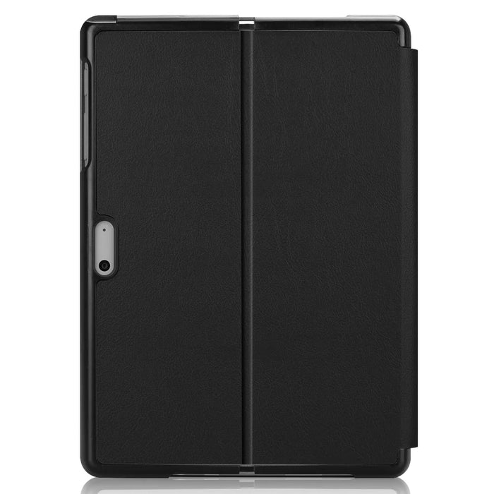 For Microsoft Surface Go / Go 2 / Go 3 / Go 4 Shockproof Case Solid Color PU Leather Stand Tablet Cover with Pen Slot - Black - 3