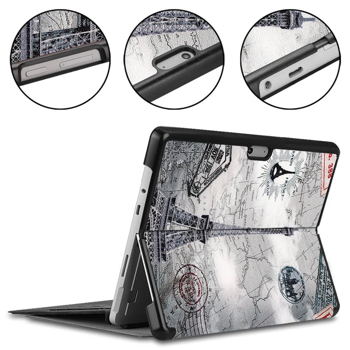 Pattern Printing Stand PU Leather Tablet Cover Case for Microsoft Surface Pro 8 - Tower - 4