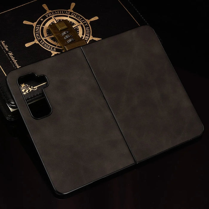 For Microsoft Surface Duo 2 Skin-touch Feeling Anti-drop PU Leather Coated Hard PC Phone Case Cover - Black - 7