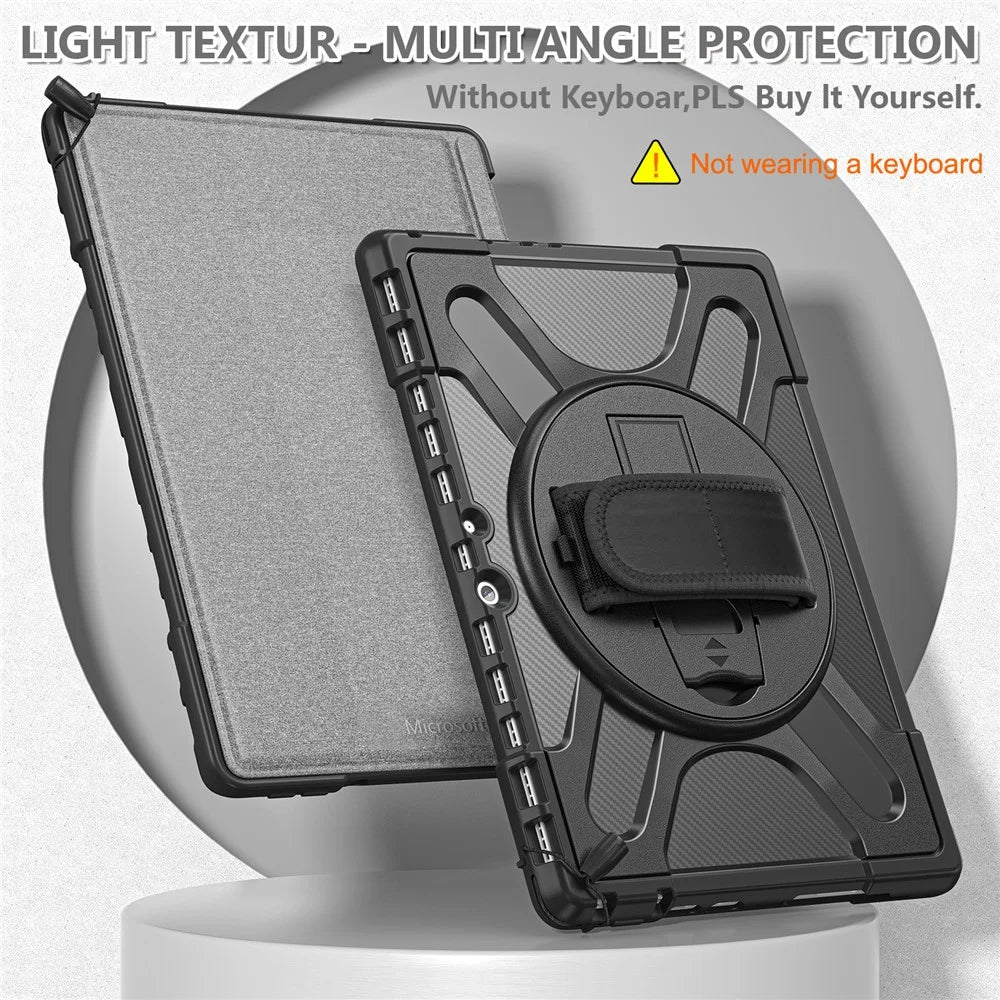 For Microsoft Surface Pro 8 Shockproof 360-degree Swiveling Kickstand PC + TPU Hybrid Tablet Case Cover with Hand Band - Black - 4
