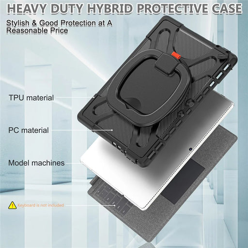 For Microsoft Surface Pro 8 Protective Case Shockproof Tablet Cover TPU Frame + PC Back Shell with Kickstand - Black - 2