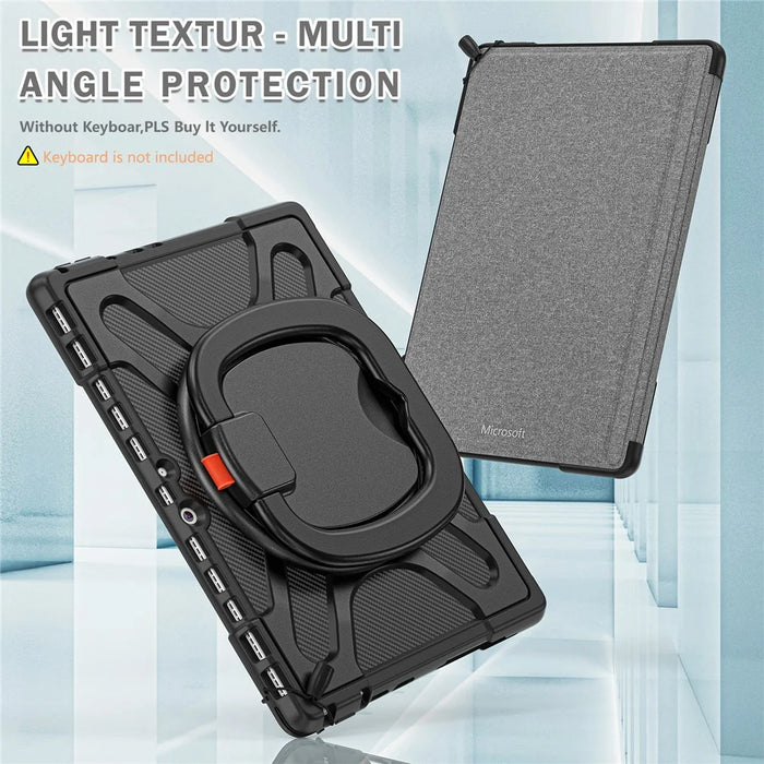 For Microsoft Surface Pro 8 Protective Case Shockproof Tablet Cover TPU Frame + PC Back Shell with Kickstand - Black - 3