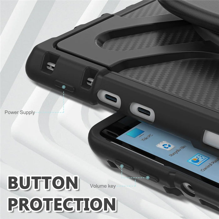 For Microsoft Surface Pro 8 Protective Case Shockproof Tablet Cover TPU Frame + PC Back Shell with Kickstand - Black - 7