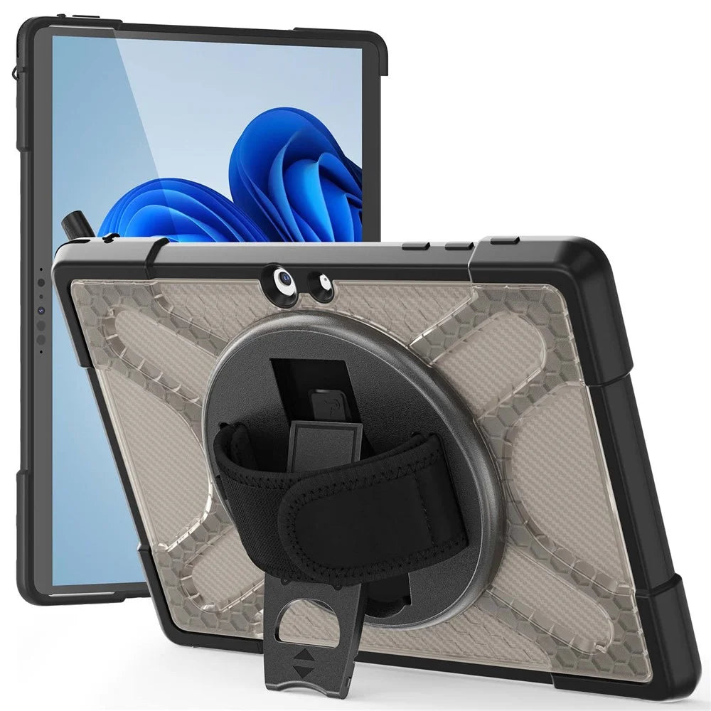 For Microsoft Surface Go 4 / Go 3 / Go 2 / Go 1 Tablet Protective Case Kickstand Hand Strap Hard PC + TPU Hybrid Cover - Brown - 1