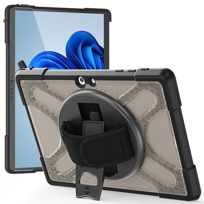 For Microsoft Surface Go 4 / Go 3 / Go 2 / Go 1 Tablet Protective Case Kickstand Hand Strap Hard PC + TPU Hybrid Cover - Brown - 1