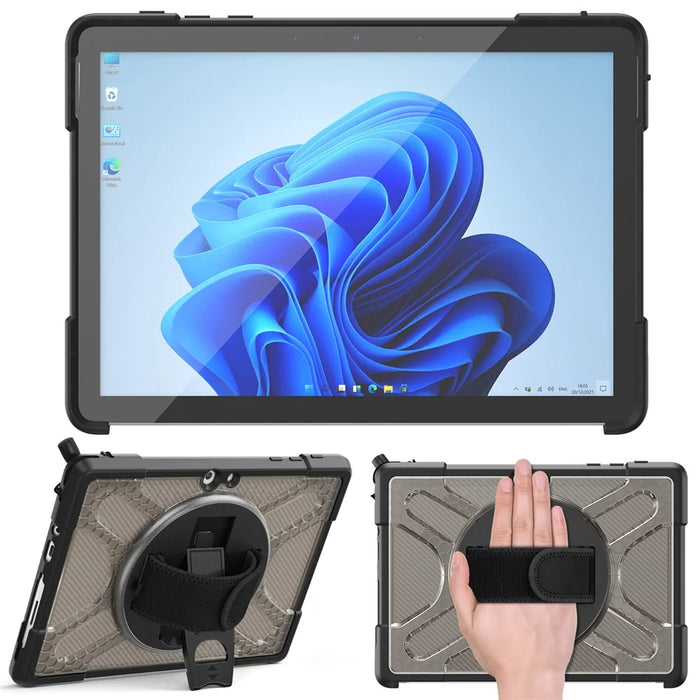 For Microsoft Surface Go 4 / Go 3 / Go 2 / Go 1 Tablet Protective Case Kickstand Hand Strap Hard PC + TPU Hybrid Cover - Brown - 3