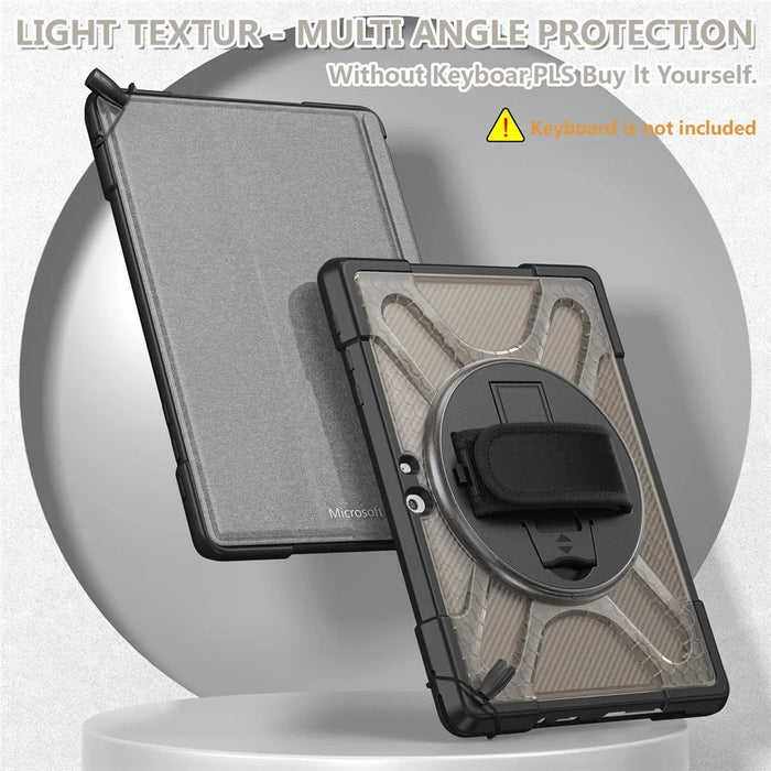 For Microsoft Surface Go 4 / Go 3 / Go 2 / Go 1 Tablet Protective Case Kickstand Hand Strap Hard PC + TPU Hybrid Cover - Brown - 5