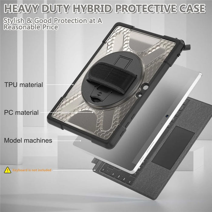 For Microsoft Surface Go 4 / Go 3 / Go 2 / Go 1 Tablet Protective Case Kickstand Hand Strap Hard PC + TPU Hybrid Cover - Brown - 6