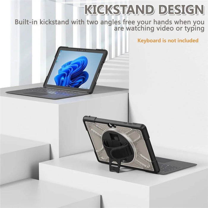 For Microsoft Surface Go 4 / Go 3 / Go 2 / Go 1 Tablet Protective Case Kickstand Hand Strap Hard PC + TPU Hybrid Cover - Brown - 7