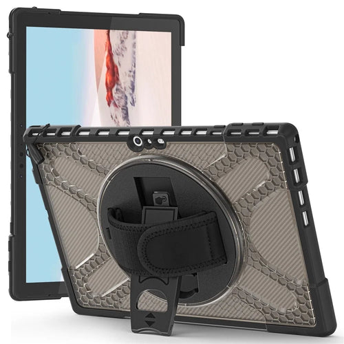 For Microsoft Surface Pro 4/5/6/7/7+ Kickstand Tablet Case Hybrid 2-in-1 Hard PC + TPU Dual Layer Shockproof Cover with Hand Strap - Brown - 1