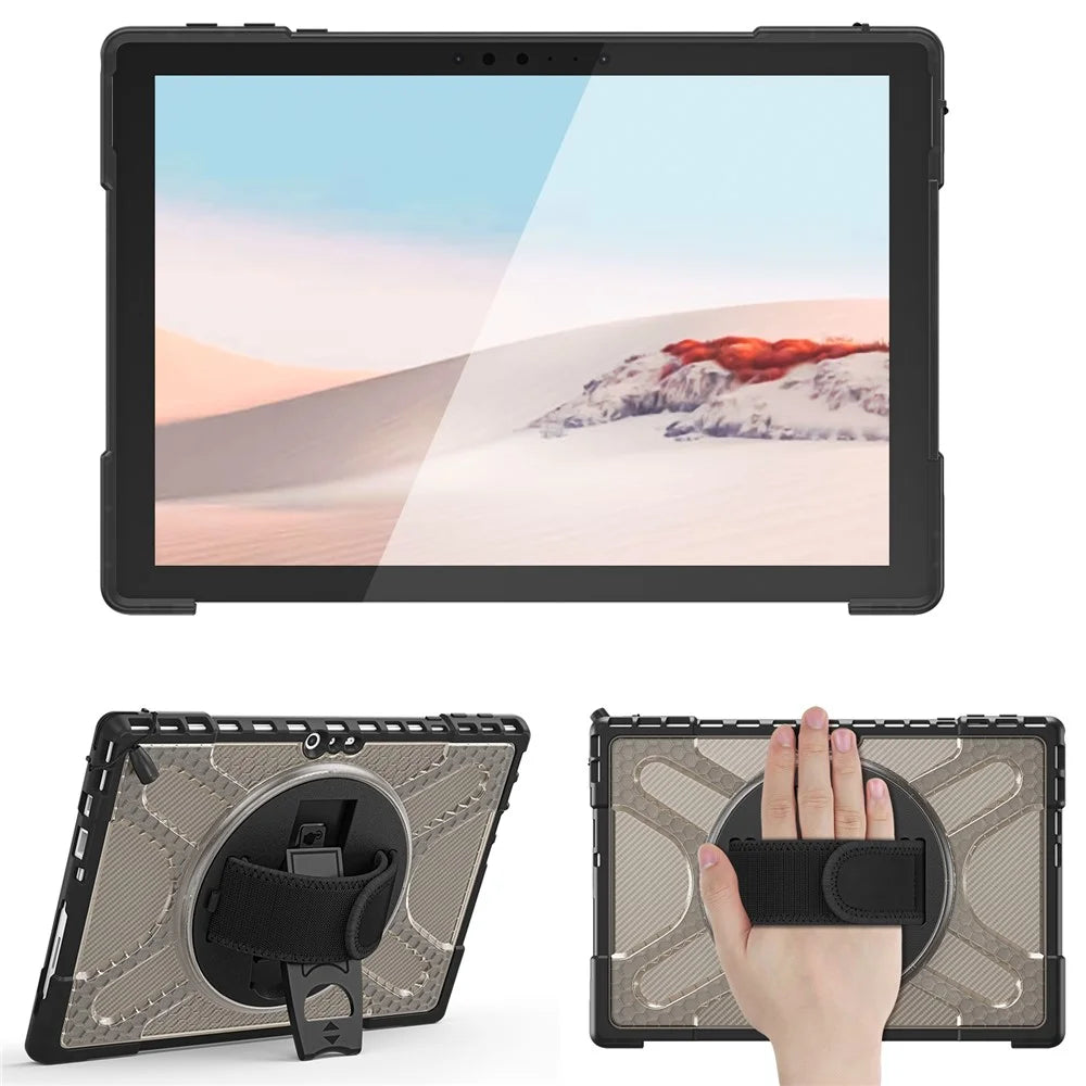 For Microsoft Surface Pro 4/5/6/7/7+ Kickstand Tablet Case Hybrid 2-in-1 Hard PC + TPU Dual Layer Shockproof Cover with Hand Strap - Brown - 3