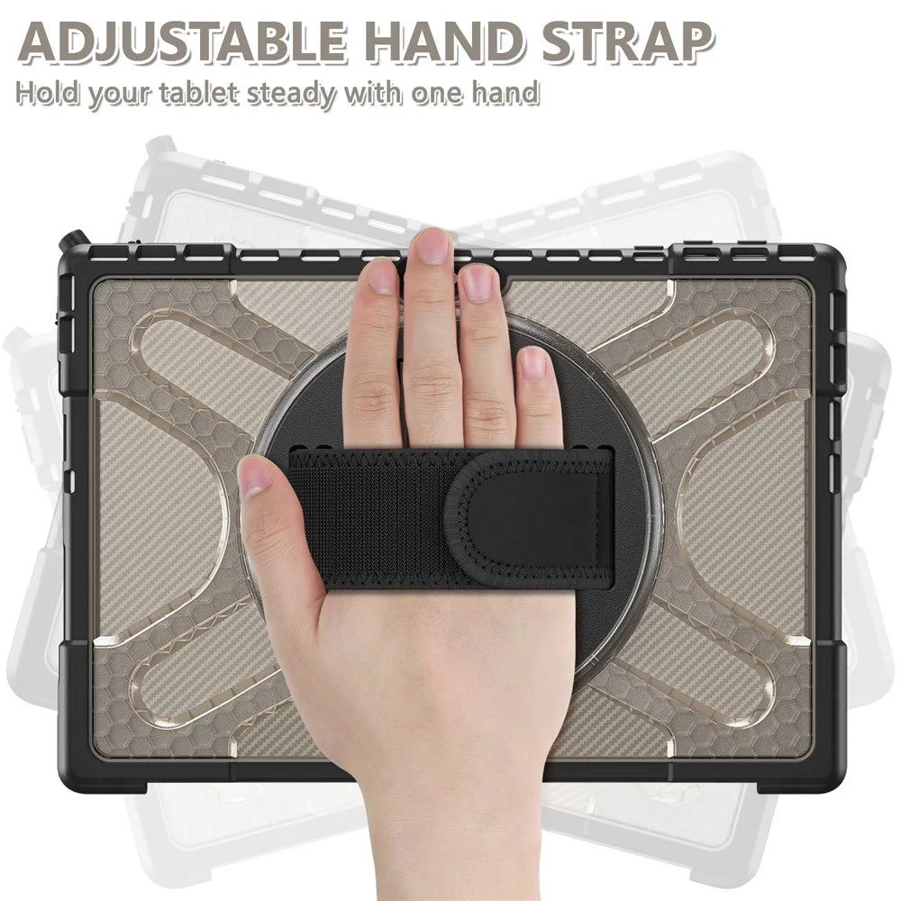 For Microsoft Surface Pro 4/5/6/7/7+ Kickstand Tablet Case Hybrid 2-in-1 Hard PC + TPU Dual Layer Shockproof Cover with Hand Strap - Brown - 4