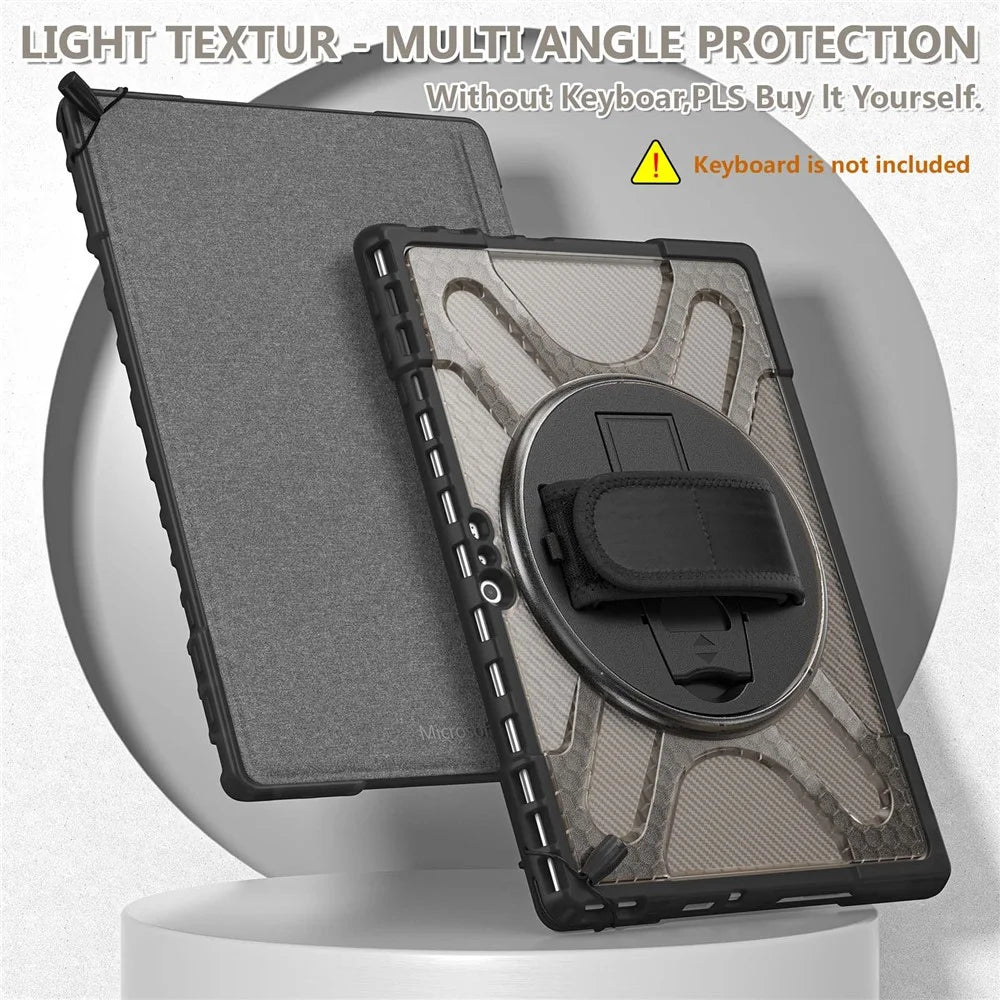 For Microsoft Surface Pro 4/5/6/7/7+ Kickstand Tablet Case Hybrid 2-in-1 Hard PC + TPU Dual Layer Shockproof Cover with Hand Strap - Brown - 5
