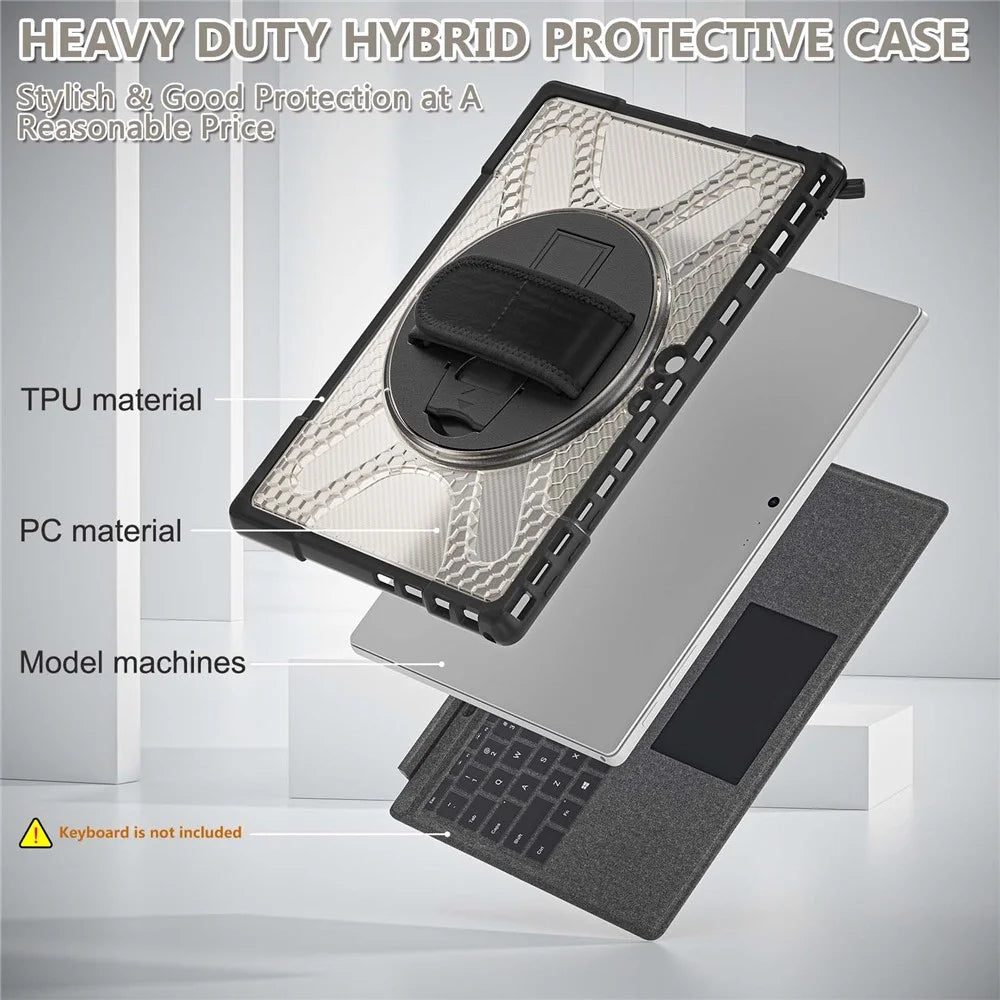 For Microsoft Surface Pro 4/5/6/7/7+ Kickstand Tablet Case Hybrid 2-in-1 Hard PC + TPU Dual Layer Shockproof Cover with Hand Strap - Brown - 6